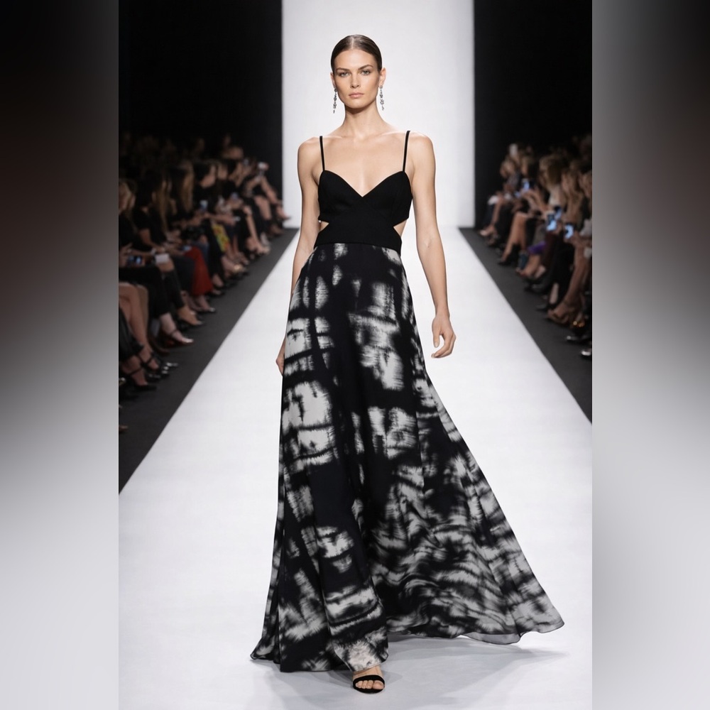 NWT BCBGMaxAzria “Viviene” Black & White Maxi Dress – Size 0